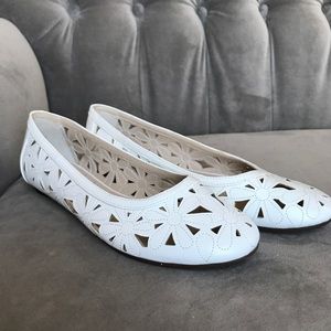 White lace like flats